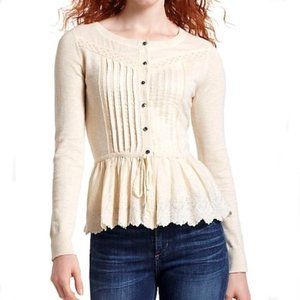 Anthropologie Leifnotes Women's Drawn Pleats Lace Cardigan